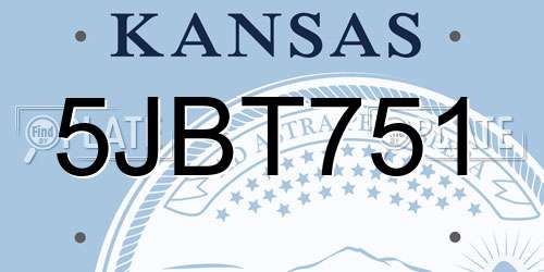 5JBT751 Kansas License Plate