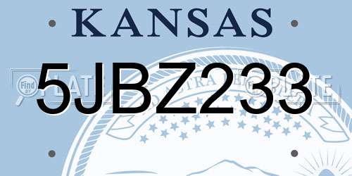 5JBZ233 Kansas License Plate