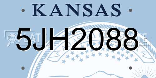5JH2088 Kansas License Plate