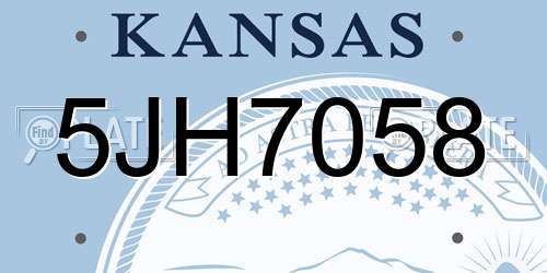 5JH7058 Kansas License Plate