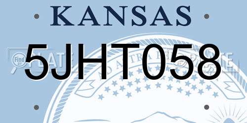 5JHT058 Kansas License Plate