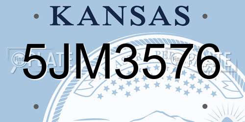5JM3576 Kansas License Plate