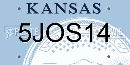 5JOS14 Kansas License Plate