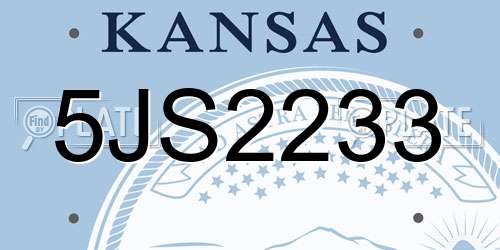 5JS2233 Kansas License Plate