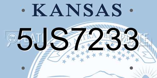 5JS7233 Kansas License Plate
