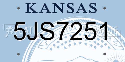 5JS7251 Kansas License Plate