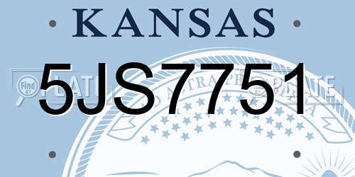 5JS7751 Kansas License Plate