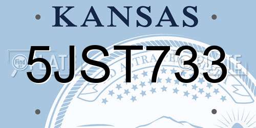 5JST733 Kansas License Plate