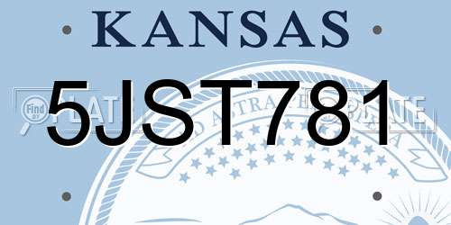 5JST781 Kansas License Plate