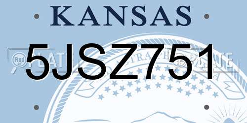 5JSZ751 Kansas License Plate