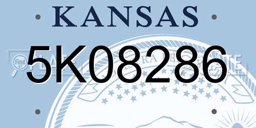 5K08286 Kansas License Plate