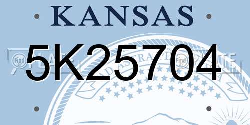 5K25704 Kansas License Plate