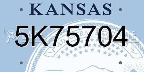 5K75704 Kansas License Plate