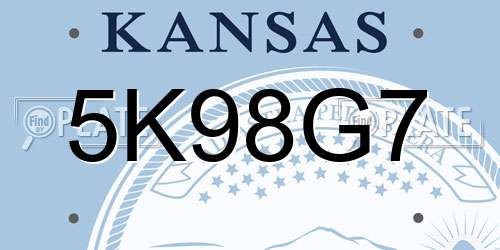 5K98G7 Kansas License Plate