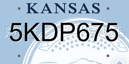5KDP675 Kansas License Plate
