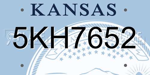 5KH7652 Kansas License Plate