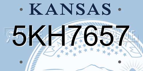 5KH7657 Kansas License Plate