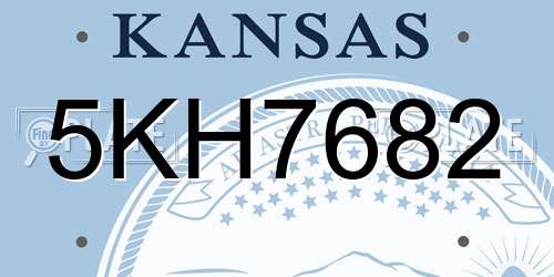 5KH7682 Kansas License Plate