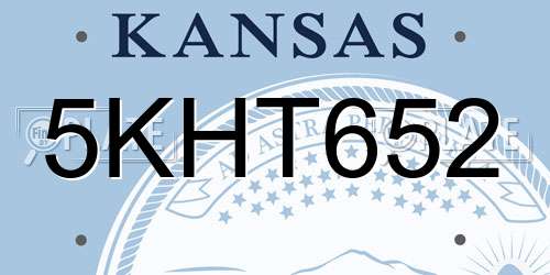 5KHT652 Kansas License Plate