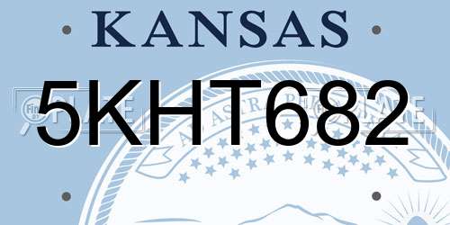 5KHT682 Kansas License Plate