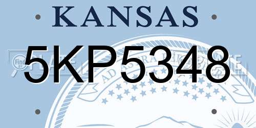 5KP5348 Kansas License Plate