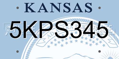 5KPS345 Kansas License Plate