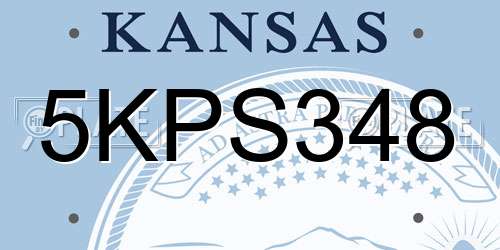 5KPS348 Kansas License Plate