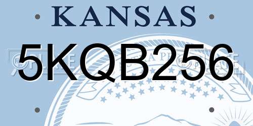 5KQB256 Kansas License Plate