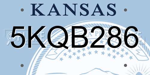 5KQB286 Kansas License Plate