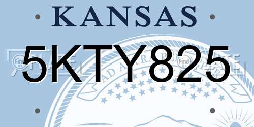 5KTY825 Kansas License Plate