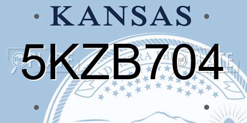 5KZB704 Kansas License Plate