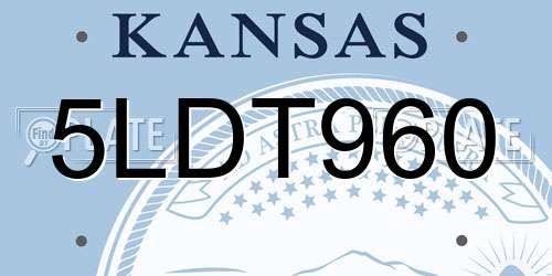5LDT960 Kansas License Plate