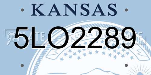 5LO2289 Kansas License Plate