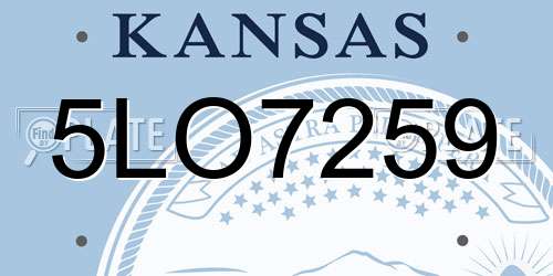 5LO7259 Kansas License Plate