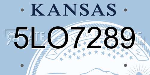 5LO7289 Kansas License Plate