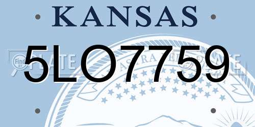 5LO7759 Kansas License Plate