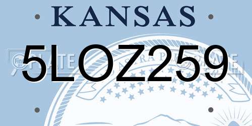 5LOZ259 Kansas License Plate