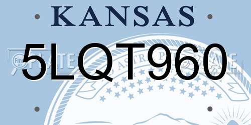 5LQT960 Kansas License Plate