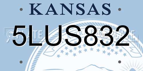 5LUS832 Kansas License Plate