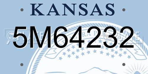 5M64232 Kansas License Plate