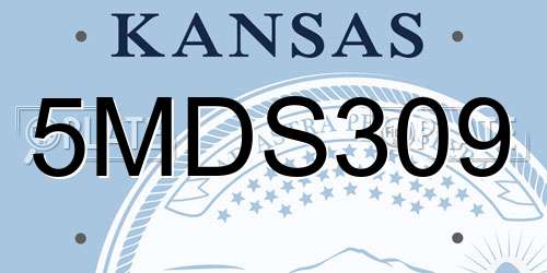 5MDS309 Kansas License Plate