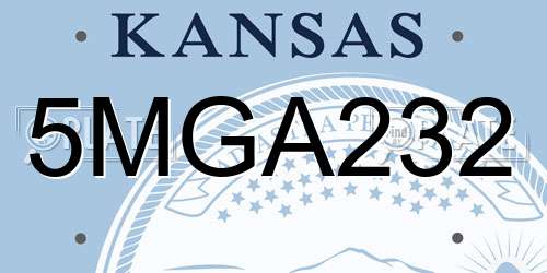 5MGA232 Kansas License Plate