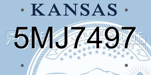 5MJ7497 Kansas License Plate
