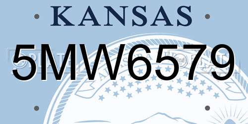 5MW6579 Kansas License Plate