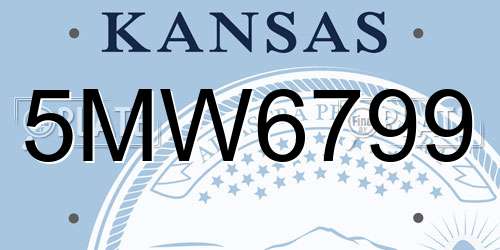 5MW6799 Kansas License Plate