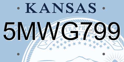 5MWG799 Kansas License Plate