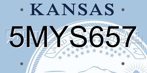 5MYS657 Kansas License Plate