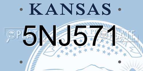 5NJ571 Kansas License Plate