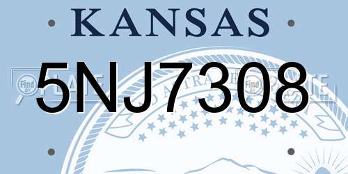 5NJ7308 Kansas License Plate