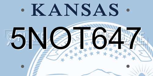 5NOT647 Kansas License Plate